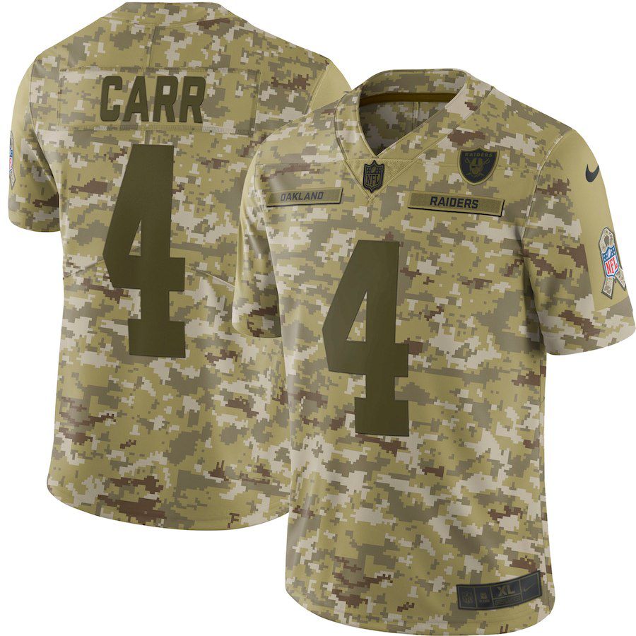 Men Okaland Raiders #4 Carr Nike Camo Salute to Service Retired Player Limited NFL Jerseys